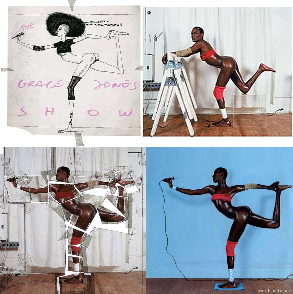 Beauty product marketing and photography. Jean-Paul goude photomontage of Grace Jones.