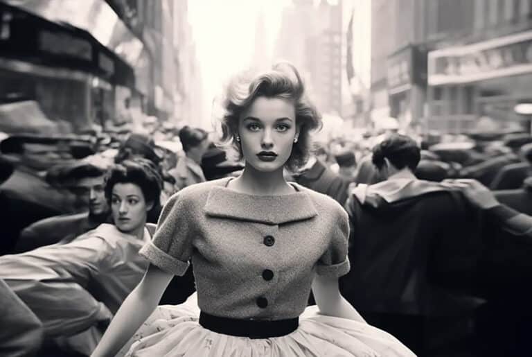AI generated image of Marilyn Monroe in Times Square, New York.